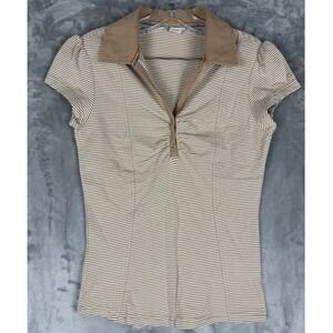 GUESS JEANS Striped Collared Short Sleeve Polo Shirt Women's L‎